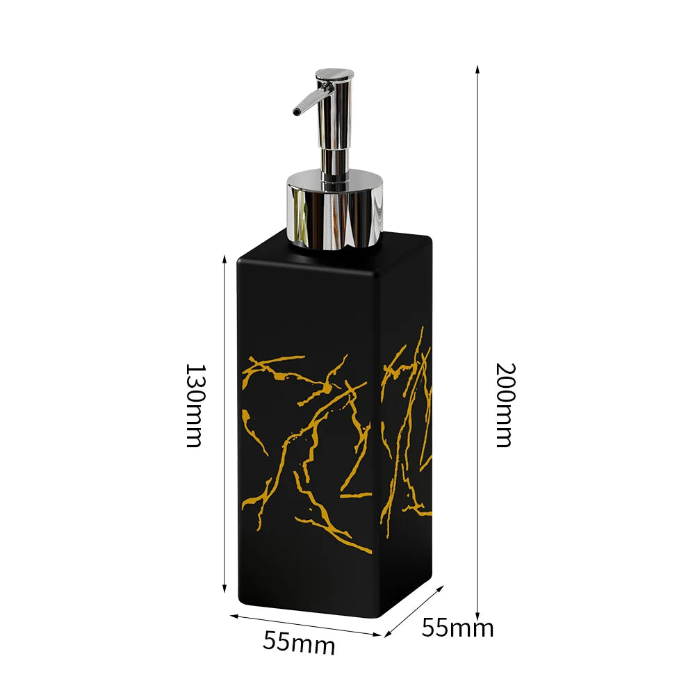 Ceramic Marble Soap Dispenser 350ml Refillable Press Pump