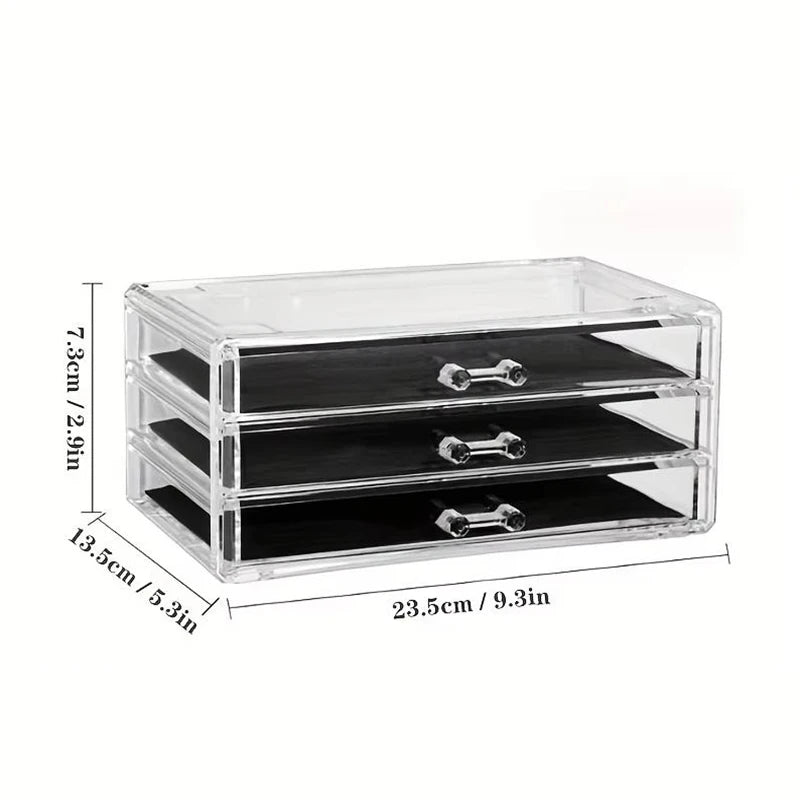 Clear Stackable Desk Organizer with Drawers – Makeup & Office Supply Storage Box Peaceful Pleasures Health and Wellness 3 Layers