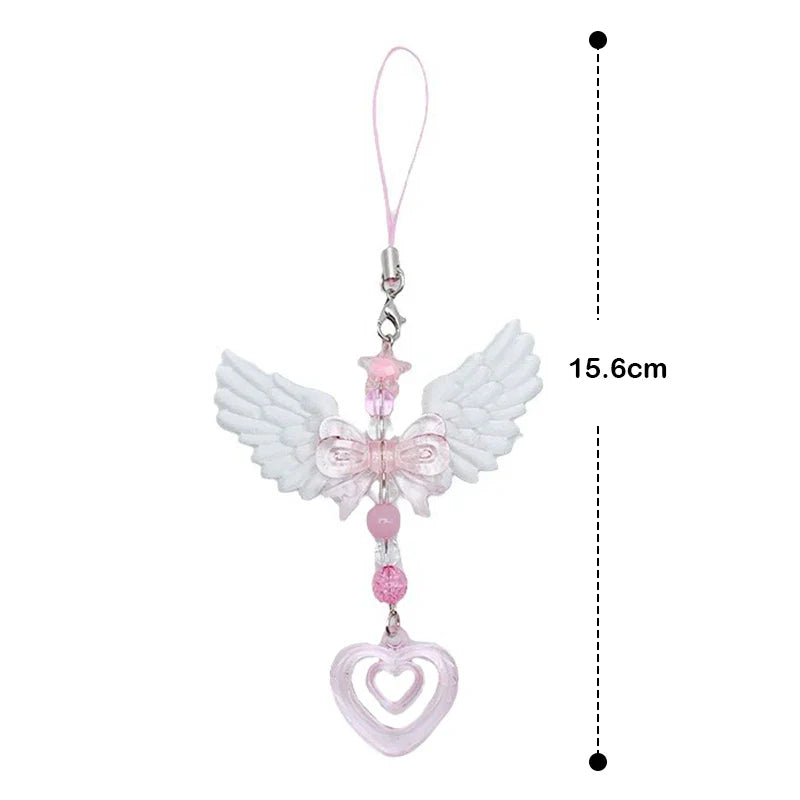 Angel Wing Bowknot Acrylic Phone Chain Keychain & Bag Charm