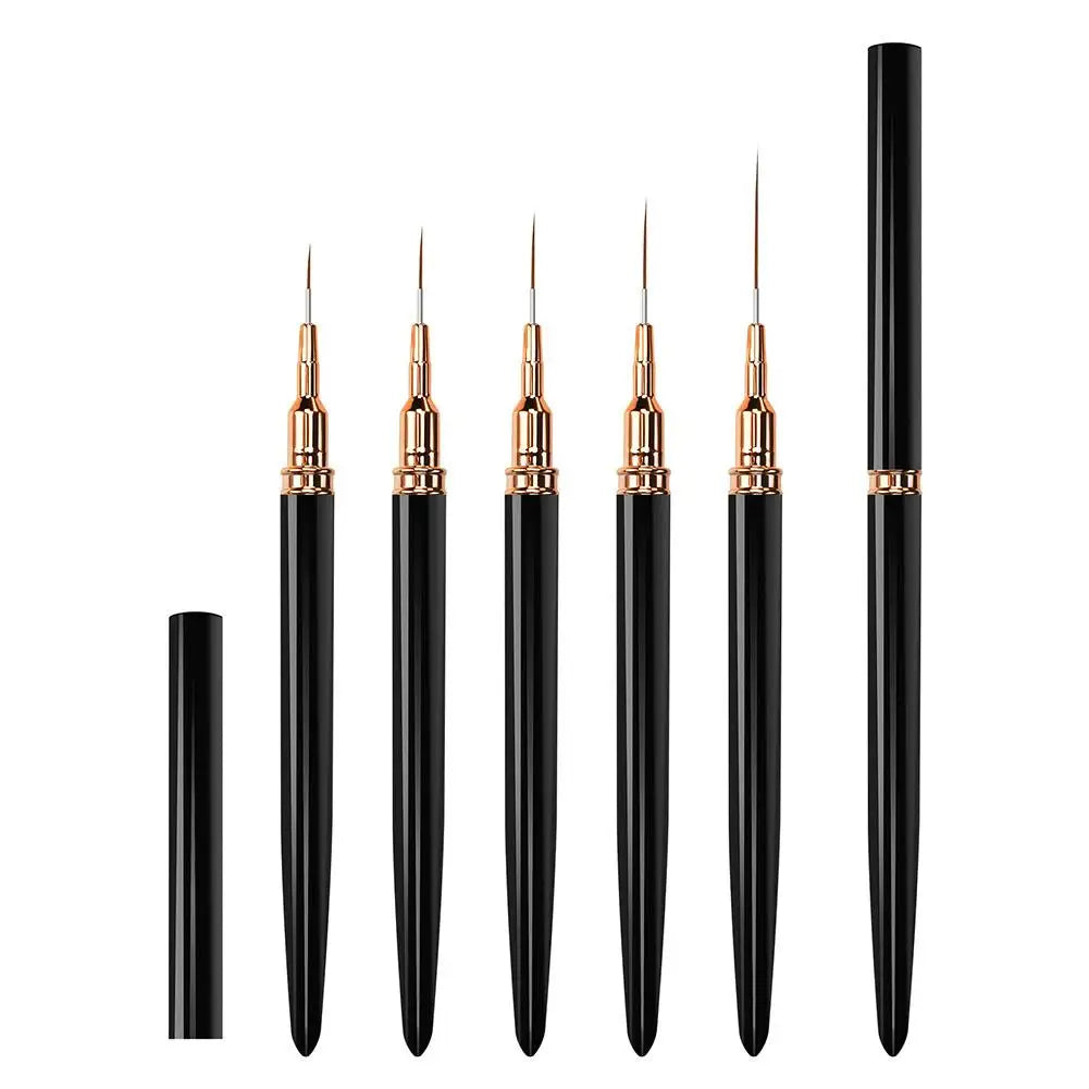 5-Piece Nail Art Liner Brush Set – UV Gel & Polish Nail Care Peaceful Pleasures Health and Wellness Black