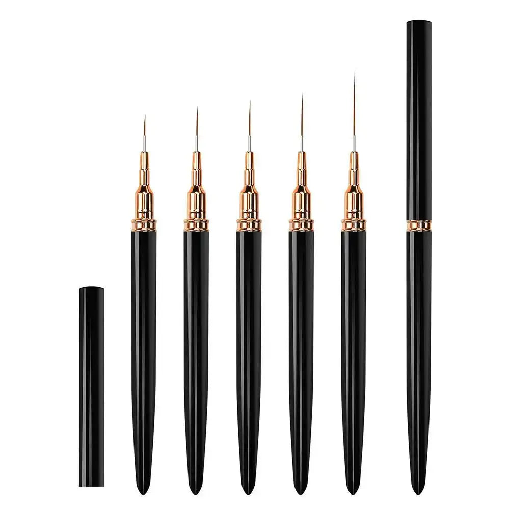 5-Piece Nail Art Liner Brush Set – UV Gel & Polish Nail Care Peaceful Pleasures Health and Wellness Black