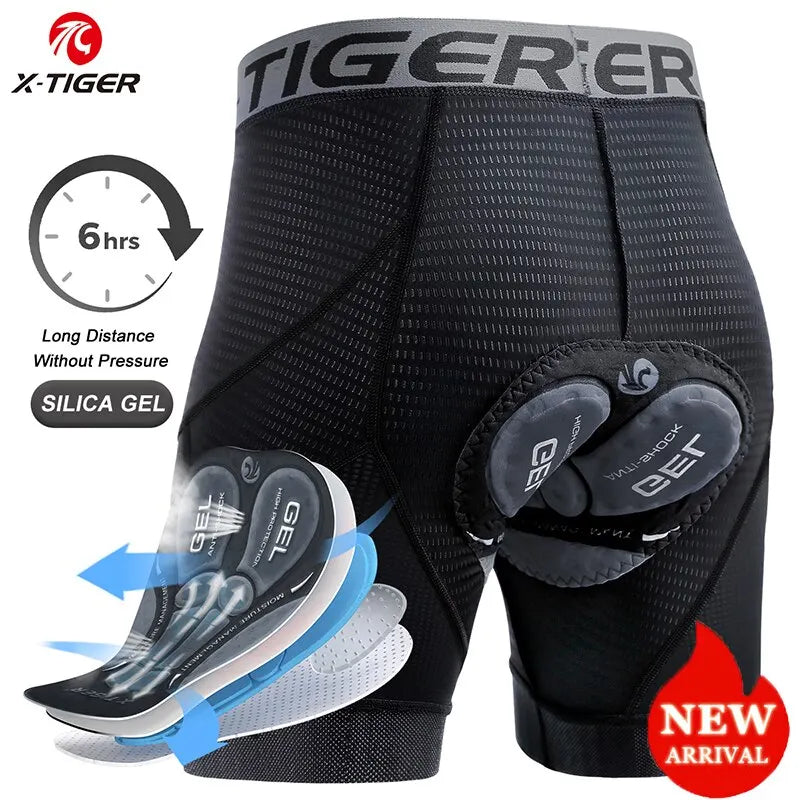 X-TIGER Men's Gel Pad Cycling Shorts – Breathable MTB Underwear
