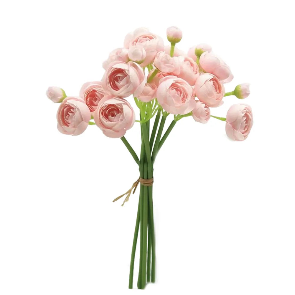 Ranunculus Artificial Flowers Faux Silk Peonies Bulk Vase Rose
