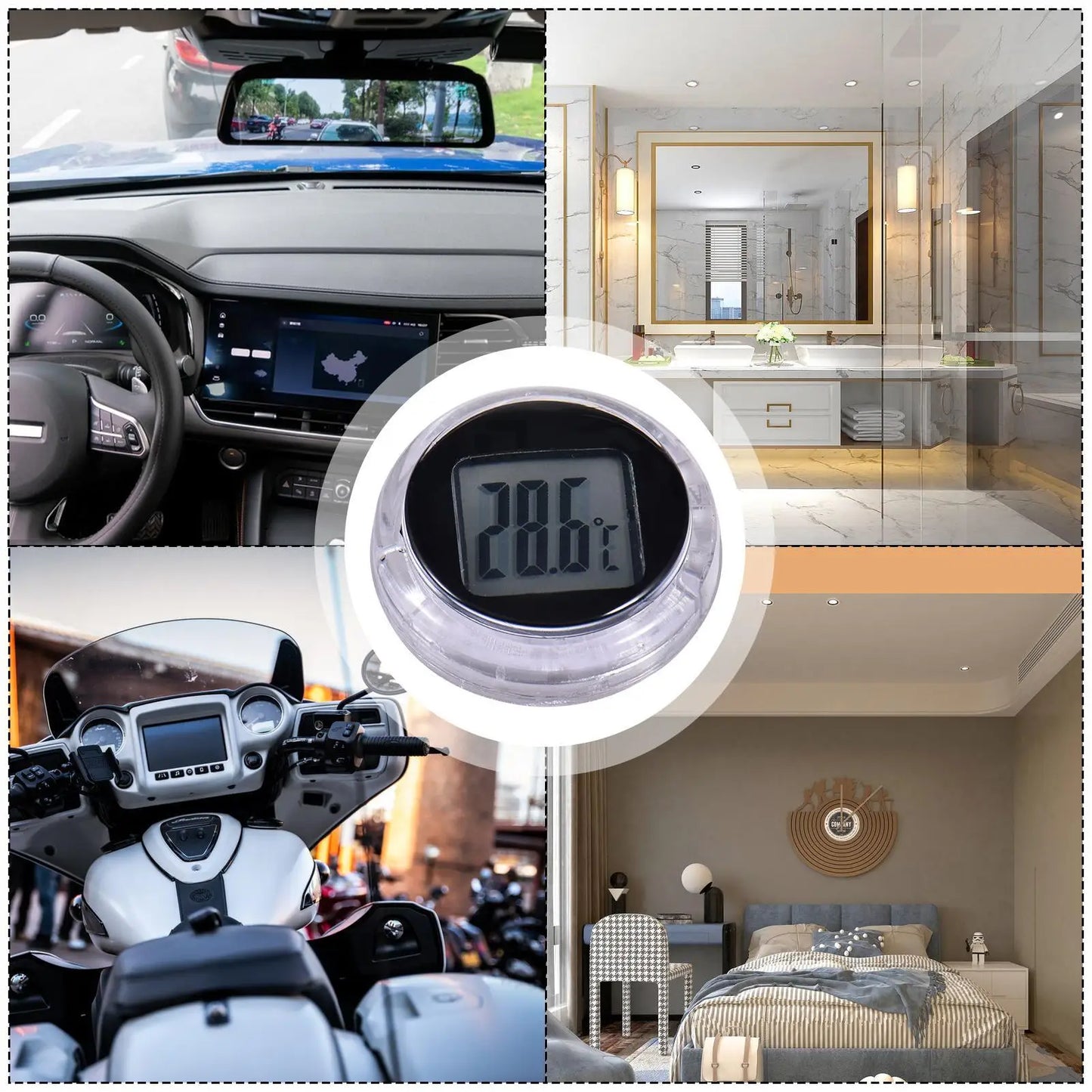 Mini Waterproof Digital Thermometer – Motorcycle & Car Stick-On Digital Thermometer Peaceful Pleasures Health and Wellness