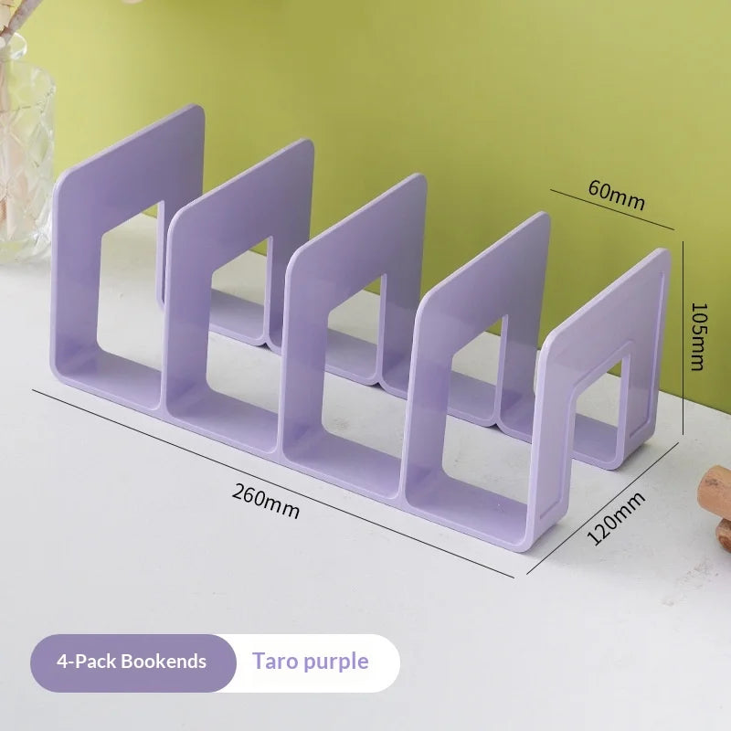 Modern Transparent Acrylic Bookend Desk Organizer for Student Dorm Lightweight Stackable Clear File Holder Desk Organization Peaceful Pleasures Health and Wellness Purple