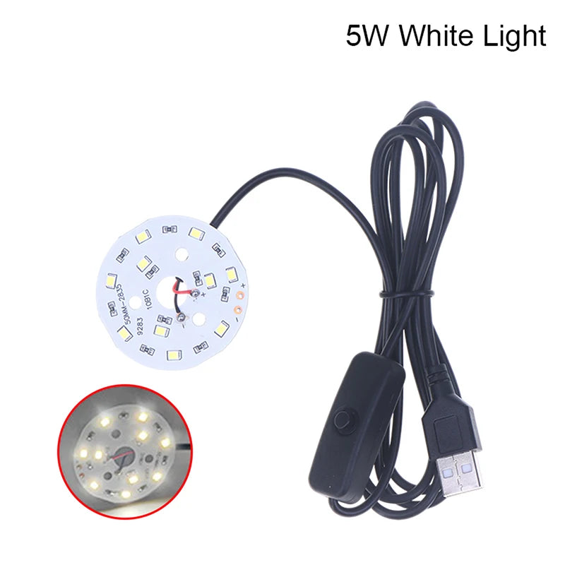 USB Plug Low Voltage DC 5V LED Light Source SMD 5730/2835 LED Light Beads Ring Chip With 1.5m Swtich Cable 3/5/10W White Light Peaceful Pleasures Health and Wellness 5W