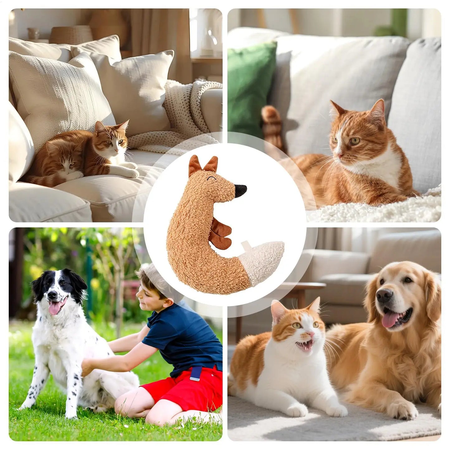 Plush Fox Chew & Squeak Toy for Cats & Kittens | Interactive