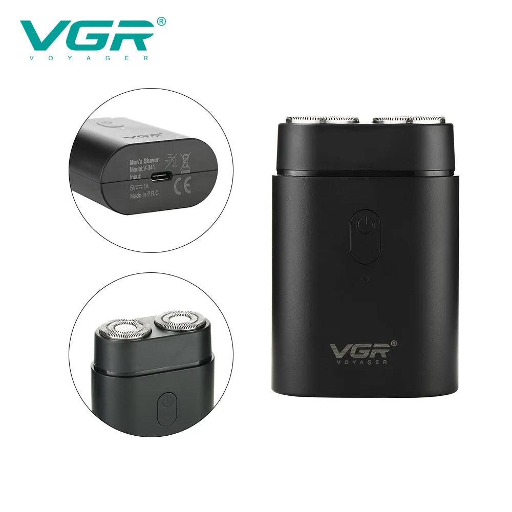 VGR Convenient Home Shaver Stainless Steel Double Blade Men's Shaver Intelligent Digital Display Washable Mini Shaver V-341 Peaceful Pleasures Health and Wellness