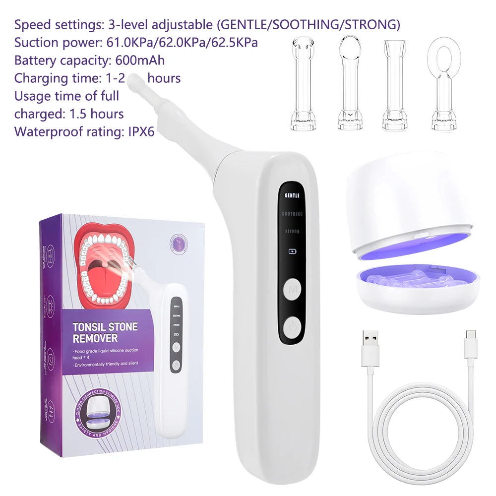 Electric Tonsil Stone Removal Oral Irrigator & Tongue Coating Scraper Built-In LED light Anti Bad Breath Oral Care for Health Peaceful Pleasures Health and Wellness TYPE 2