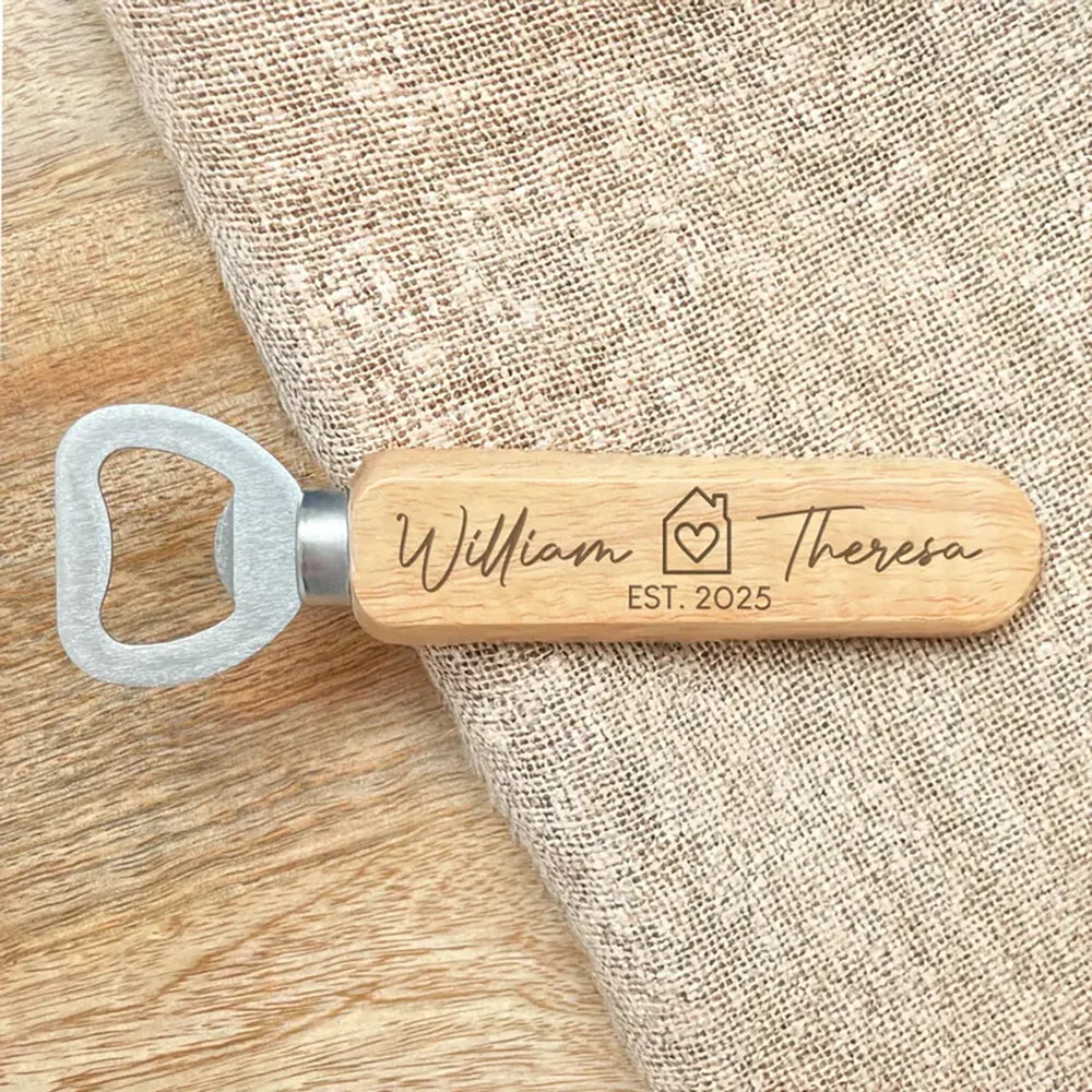 Personalized Engraved Wood Bottle Opener & Corkscrew Couple Gift Personalized Bottle Opener Peaceful Pleasures Health and Wellness