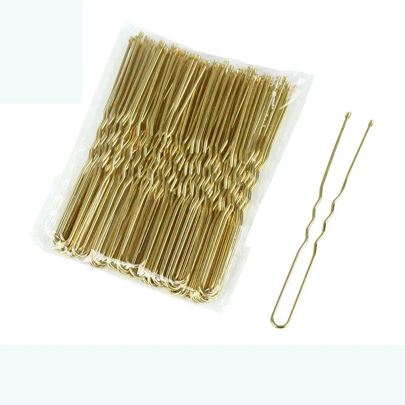 5bags U Shaped Alloy Hairpins, 7cm, Waved Hair Clips, Bridal Hairstyle Tools Accessories, 50Pcs /Bag, Simple Metal Bobby Pins Peaceful Pleasures Health and Wellness