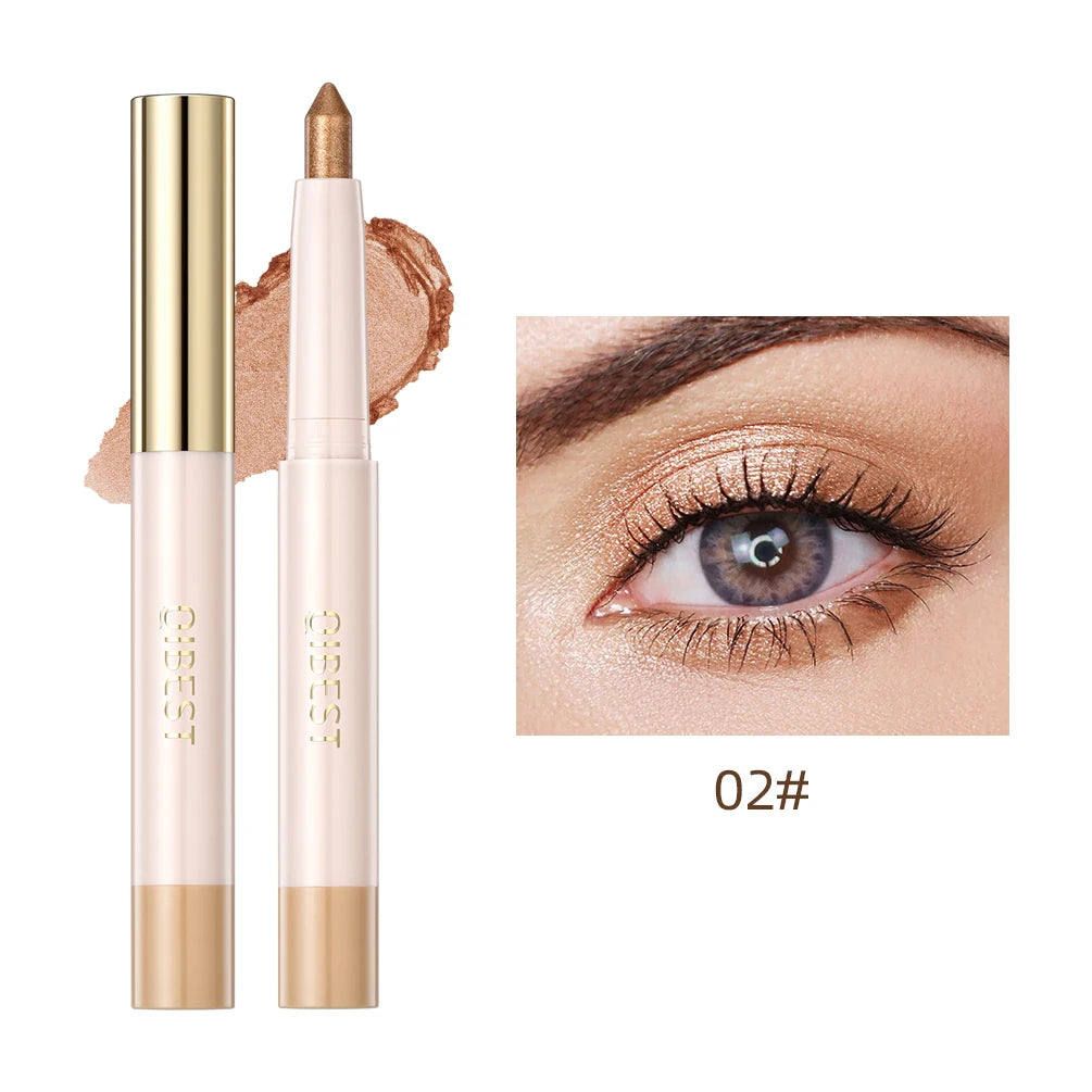 QIBEST Pearlescent Eyeshadow Stick Long Lasting Glitter Shimmer Nude Eye Shadow Pencil Makeup Highlighter Brighten Cosmetics Peaceful Pleasures Health and Wellness 02