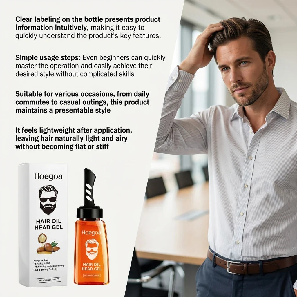 HOEGOA Men's Hair Styling Gel & Comb – Strong Hold, 100ml