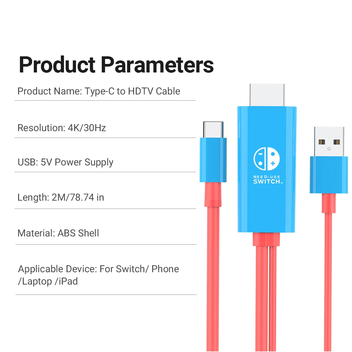 USB-C to HDMI 4K Cable | iPhone, MacBook, Switch & Steam Deck
