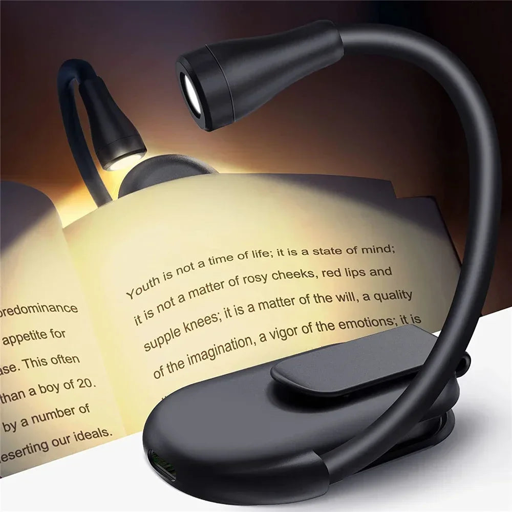 USB Rechargeable Book Light | 3 Colors & Stepless Dimming LED