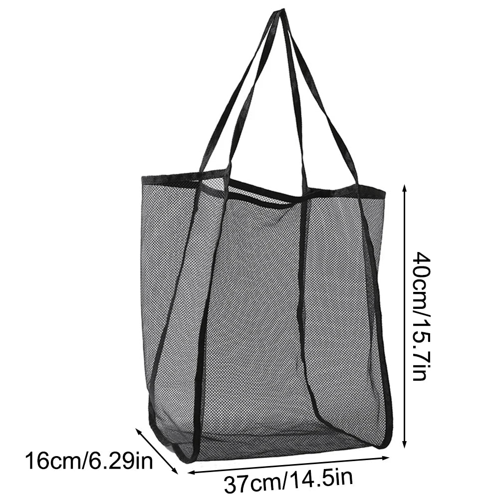 Large Mesh Beach Bag with Zipper – Pool Tote for Family & Toys