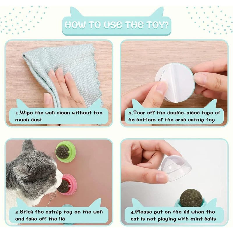 Rotating Catnip Ball Cat Toy – Interactive Lick & Scratch