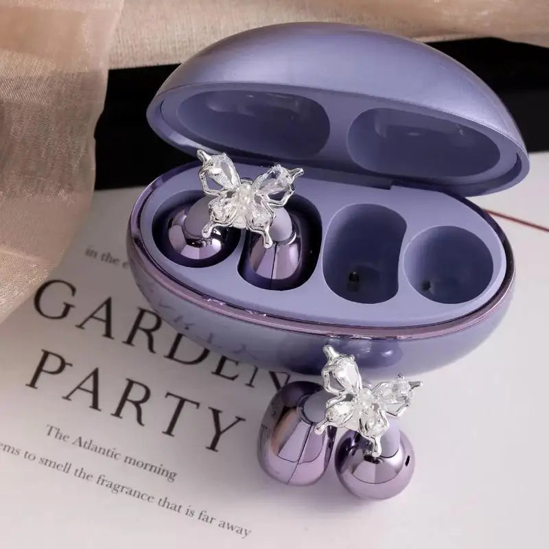 Butterfly Tassel Rhinestone Ear Clips | Non-Piercing Jewelry