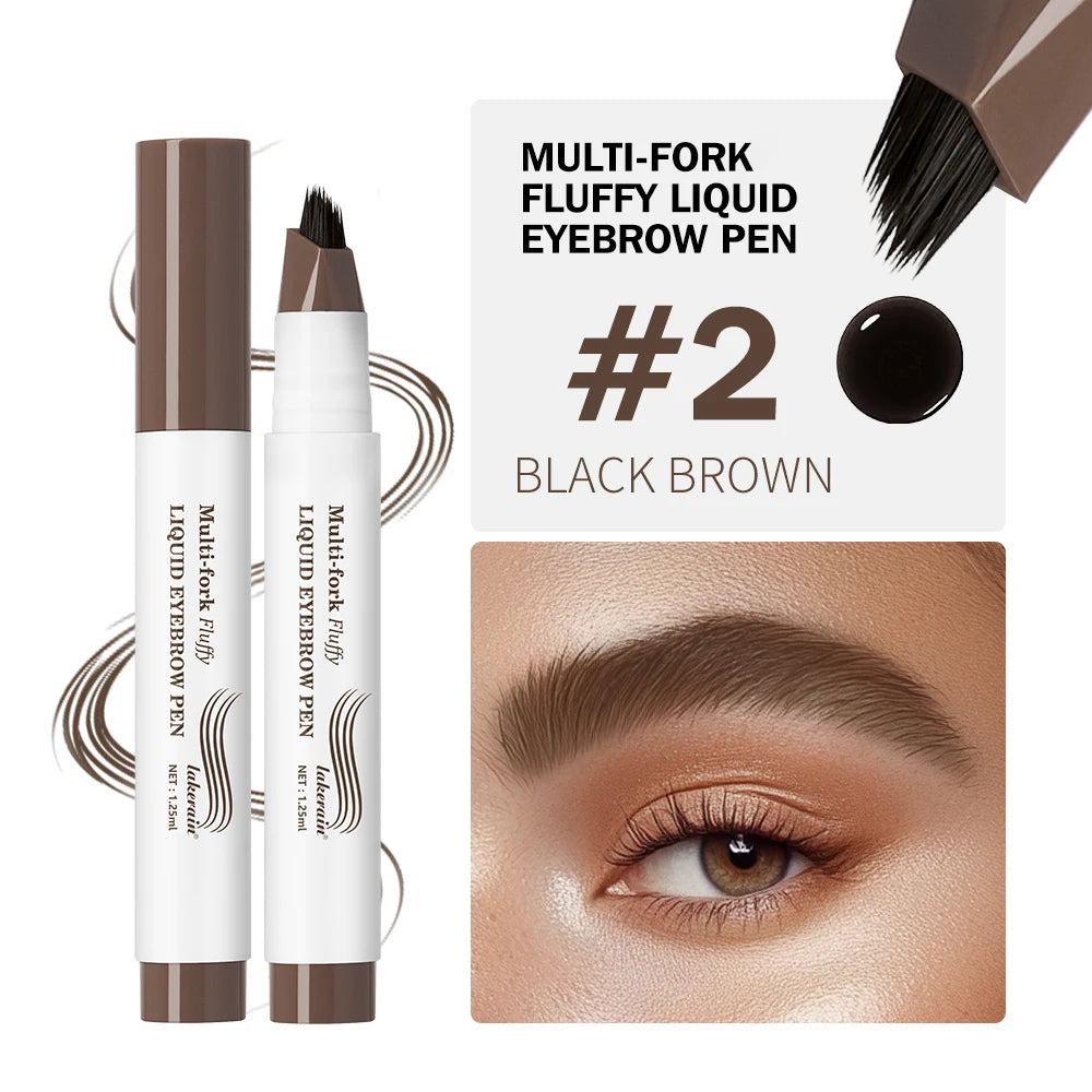 4D Microblading Eyebrow Pen With Forks Tip Long Lasting Waterproof Eyebrow Tattoo Pencil For Eyebrow Tattoo Makeup Peaceful Pleasures Health and Wellness 2Black Brown