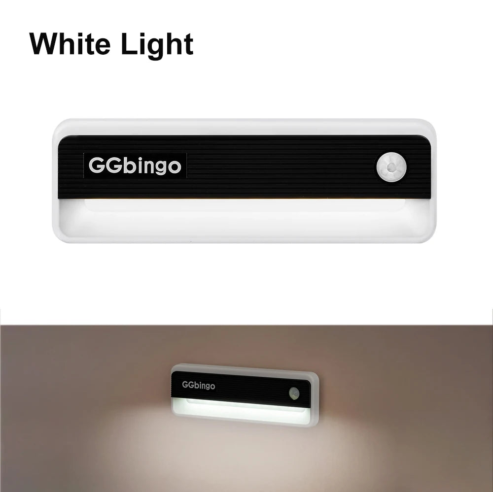 GGbingo Human Body Induction Night Light Multi-light Linkage Type-C Charging Footlights Wall Lamp 6000K Cabinet Light Peaceful Pleasures Health and Wellness White Light USB Plug