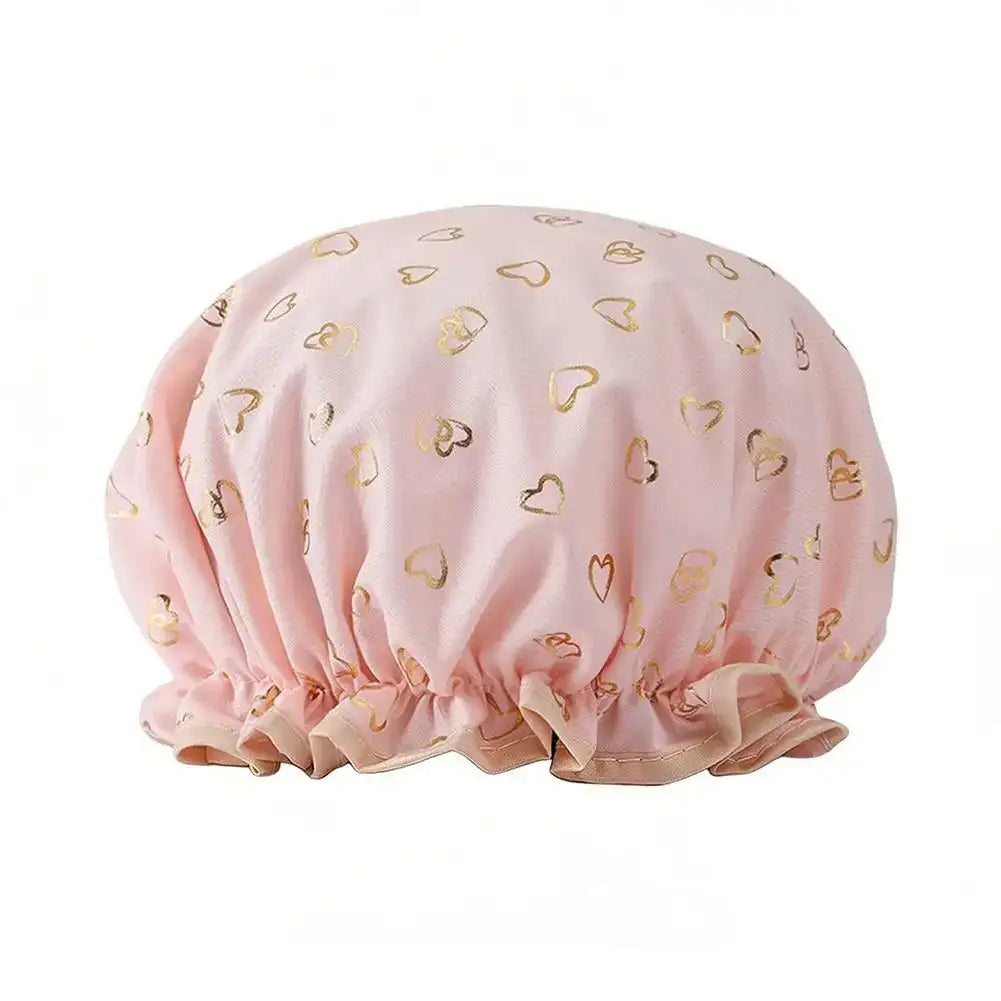 Large Reusable Waterproof Shower Cap – Double Layer Bath & Body Peaceful Pleasures Health and Wellness pink