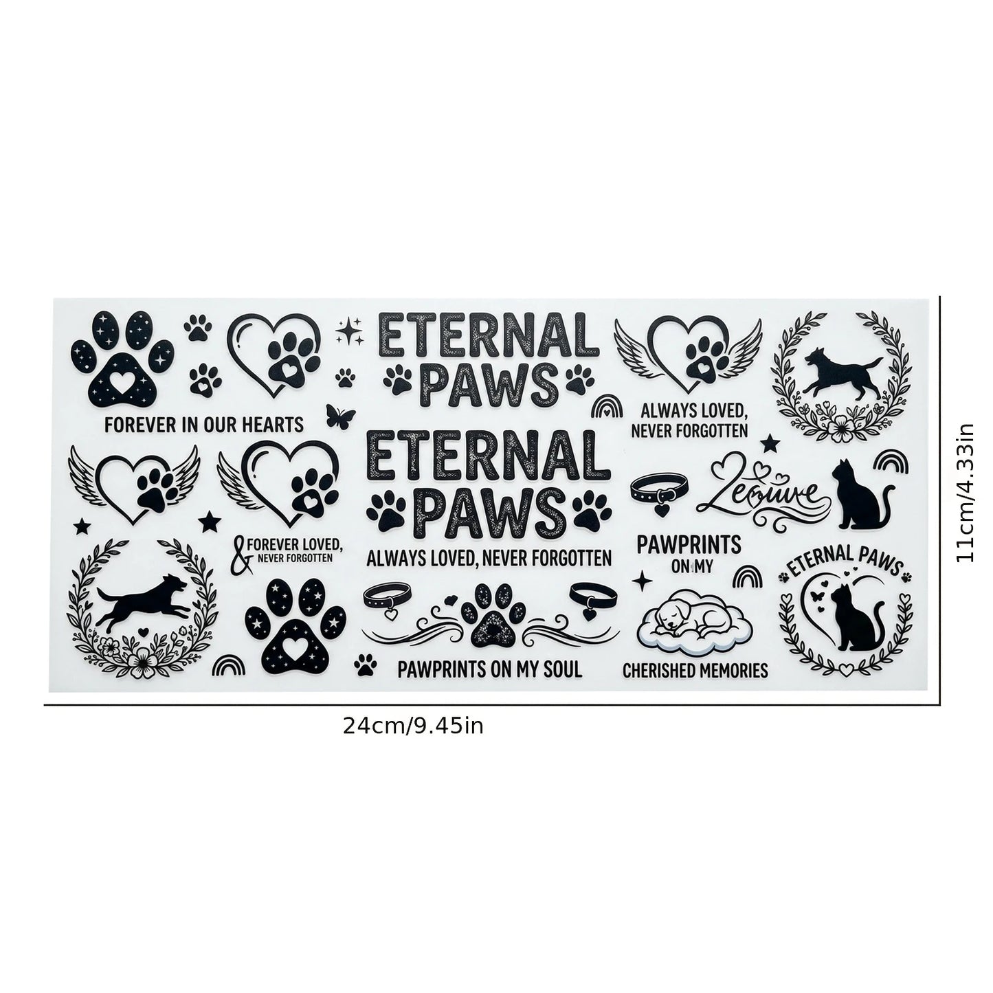 Pet Memorial UV Transfer Stickers | Paw Print Waterproof Decals
