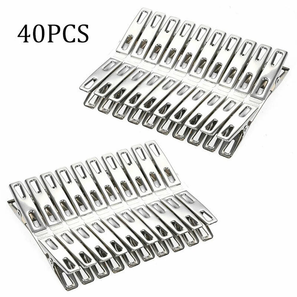 Stainless Steel Windproof Clothes Pegs – 20 or 40 Pack