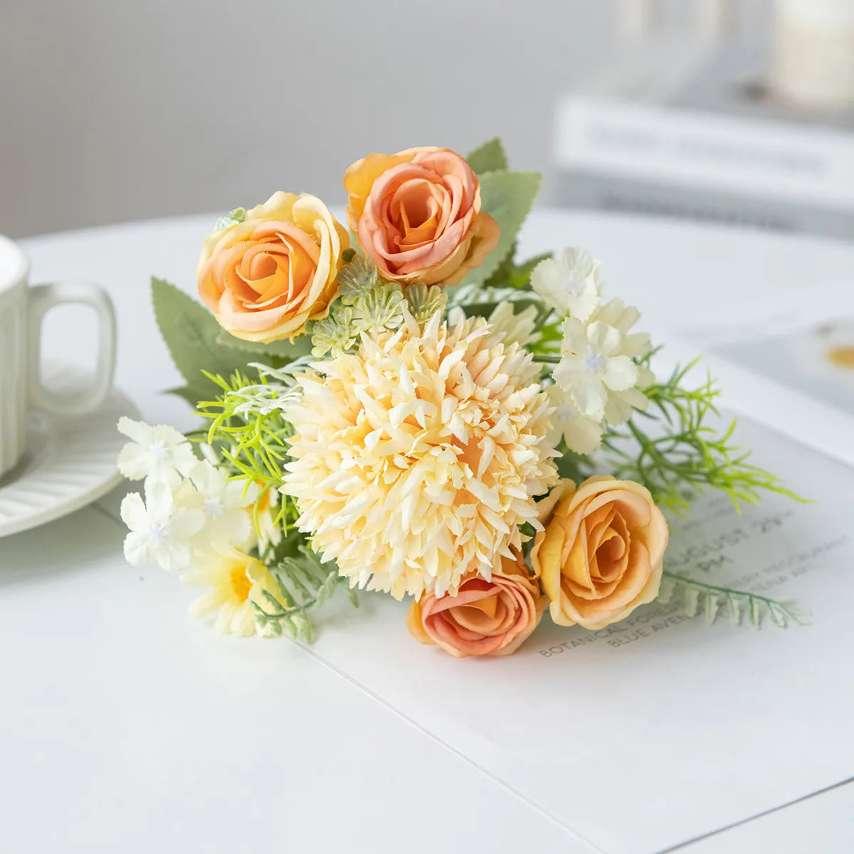 Rose & Chrysanthemum Silk Bouquet – Artificial Flowers, Wedding