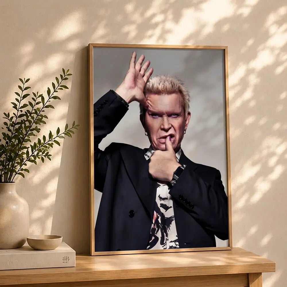 Singer B-Billy IdolS Poster HD Self Adhesive Waterproof Wall Art Ideal for Home Office Dorm Bedroom Great Gift Peaceful Pleasures Health and Wellness White12 50X70cmNoframe