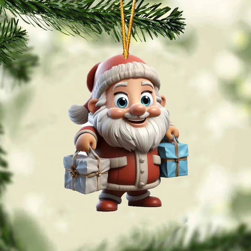 2D Santa Claus Acrylic Christmas Tree Hanging Ornament | 8cm