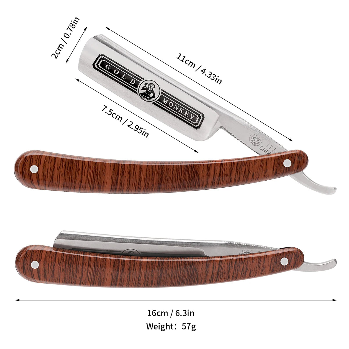Gold Monkey Vintage Straight Razor,Professional Ultra-Thin Blade Folding Shaving Knife With Wooden Handle Knife For Barber Salon Peaceful Pleasures Health and Wellness