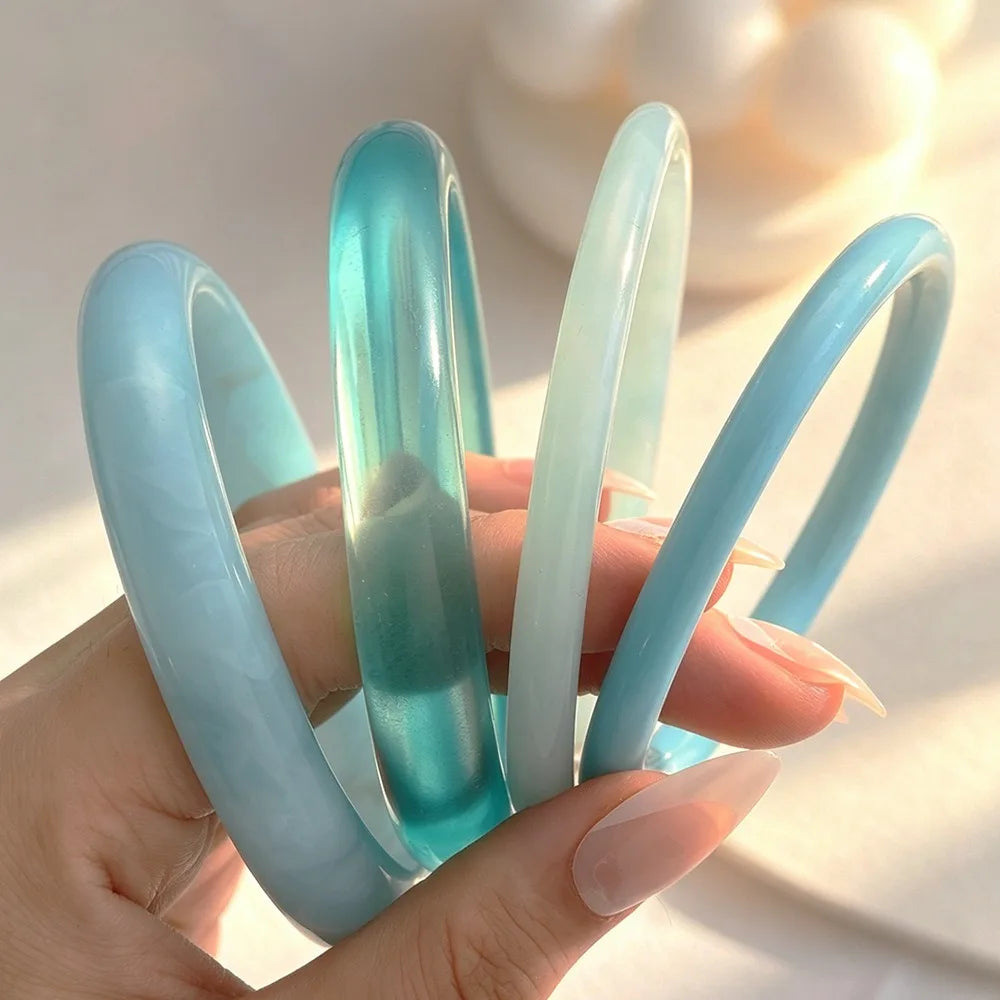 4Pcs Acrylic Stackable Bangle Set – Geometric Resin Bracelets Stackable Bangle Set Peaceful Pleasures Health and Wellness Blue