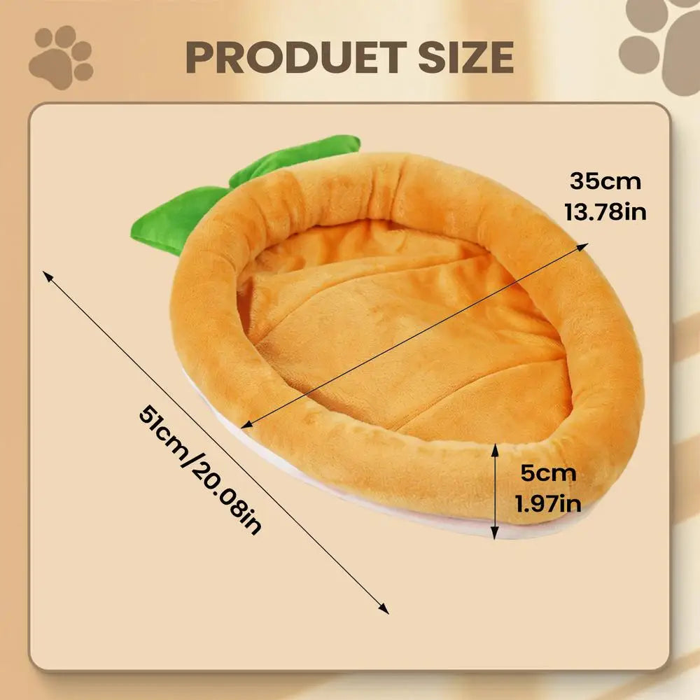 Carrot-Shaped Pet Bed Mat – Soft Flannel for Rabbits & Hamsters