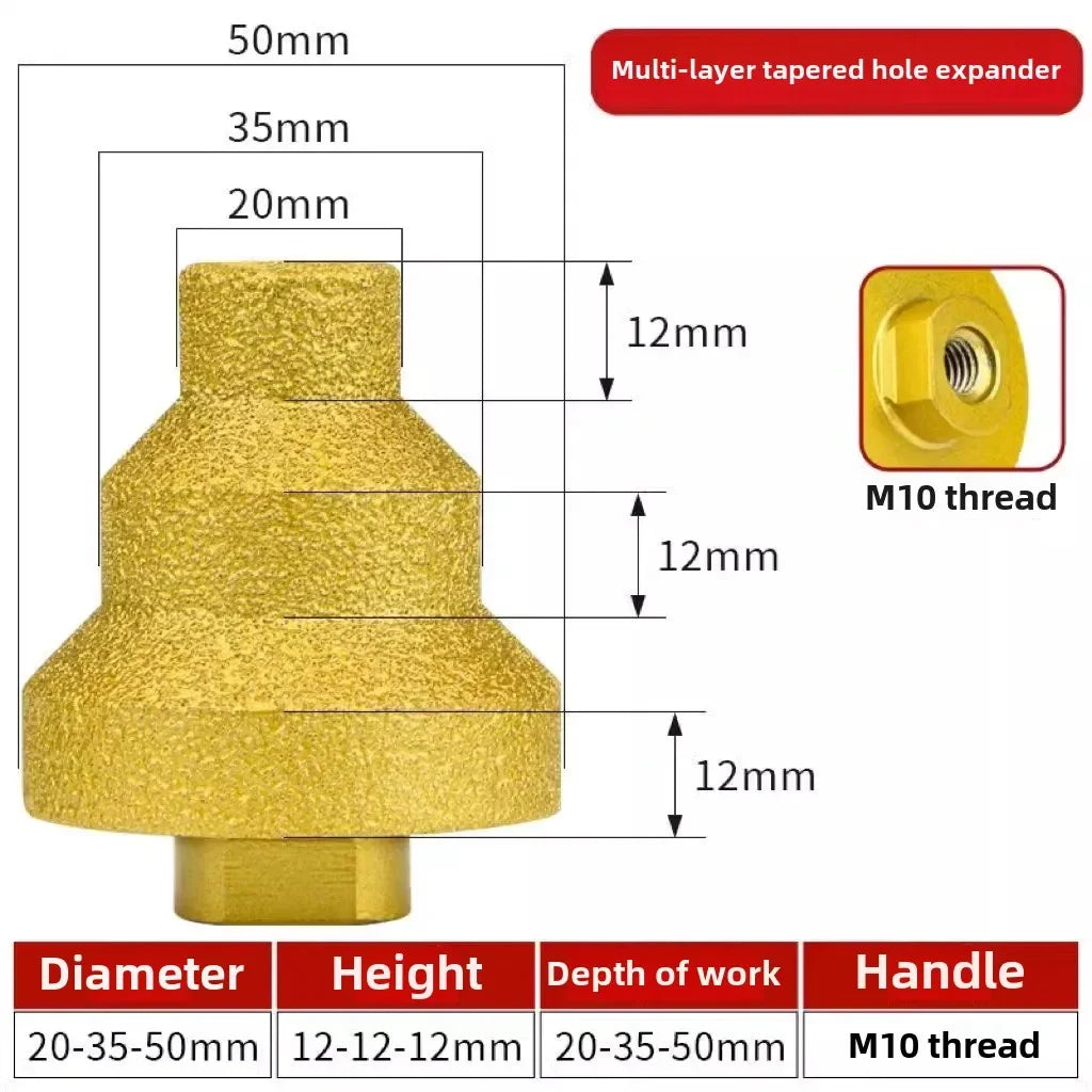 Angle Grinder Drill Bits: 20 - 35 - 50mm Hex Shank Diamond Step Chamfer for Enlarging Holes in Marble, Tile, Masonry & Concrete Peaceful Pleasures Health and Wellness