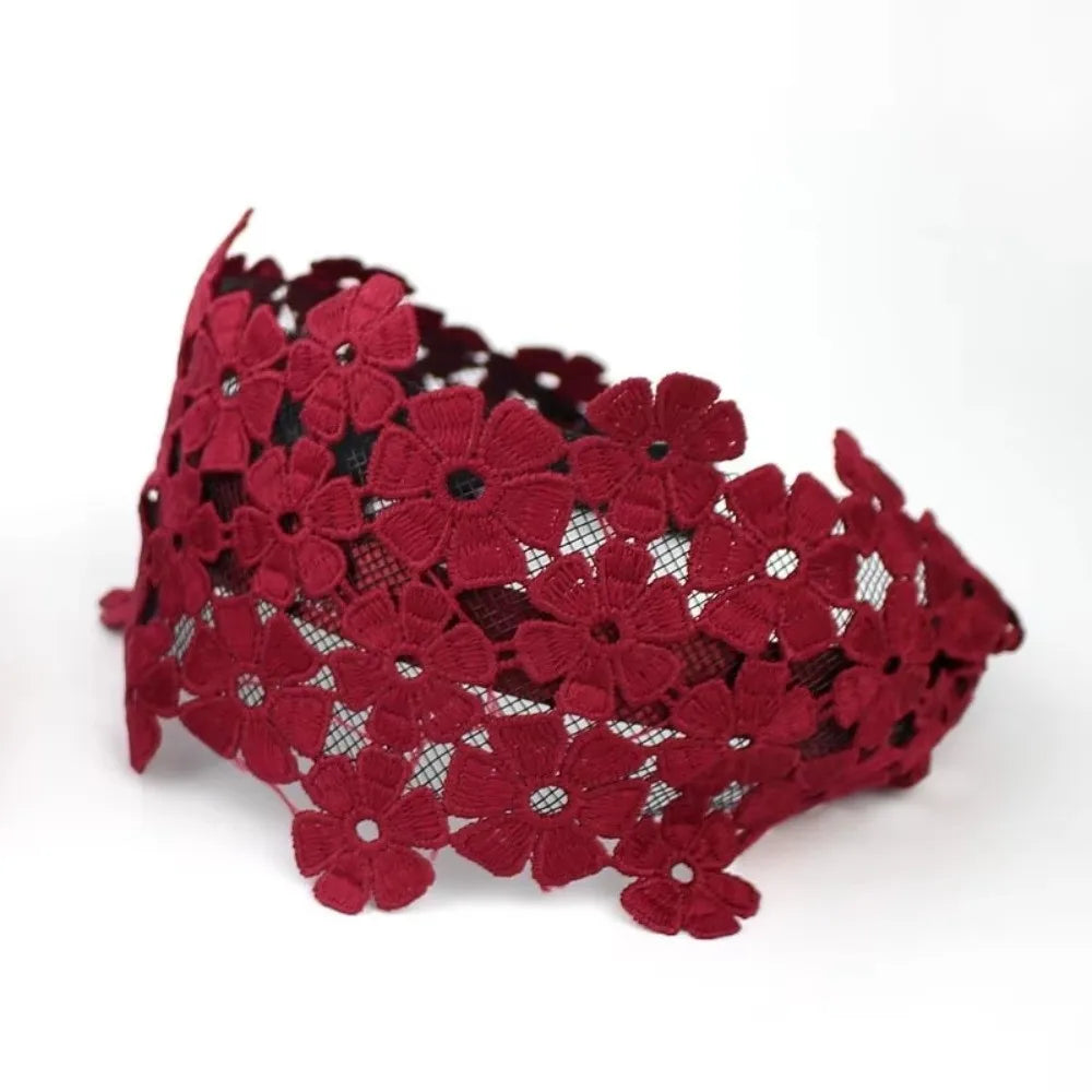Embroidery Flower Lace Headband – Wide Anti-Slip Hair Hoop