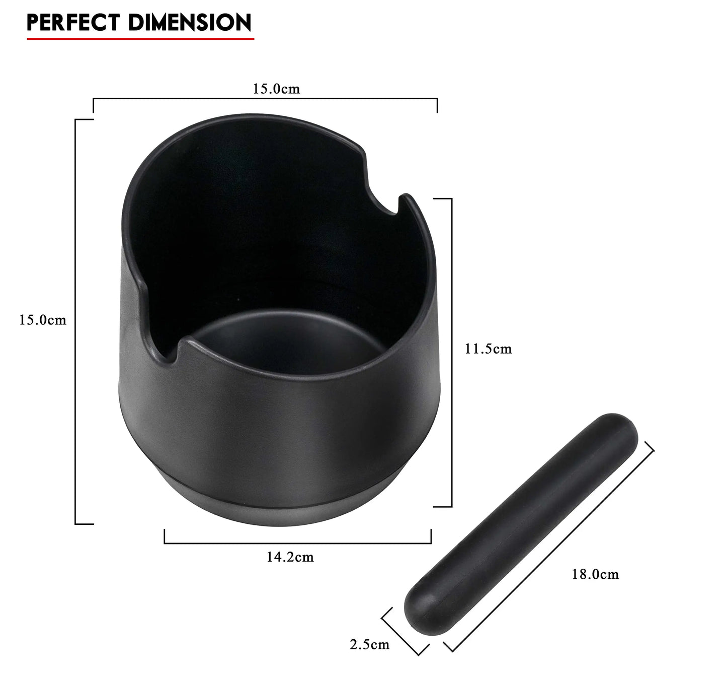Coffee Knock Box Residue Dump Container, Non-slip Durable Barista Grinding Waste Collection Box Fat Body with Knock Bar Peaceful Pleasures Health and Wellness