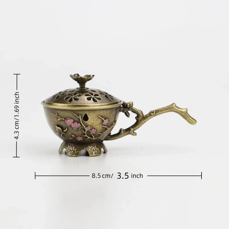 Retro Plum Blossom Incense Burner | Zinc Alloy Hollow Design Incense Burner Peaceful Pleasures Health and Wellness