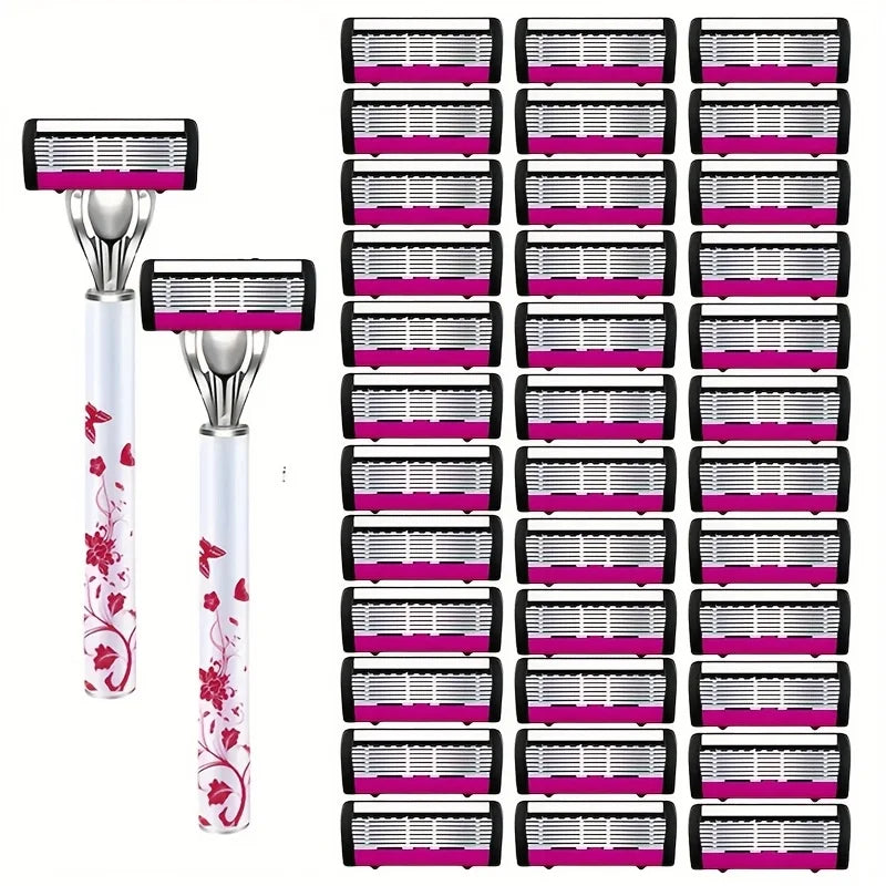 Men's 6-Blade Reusable Razor with Replaceable Head