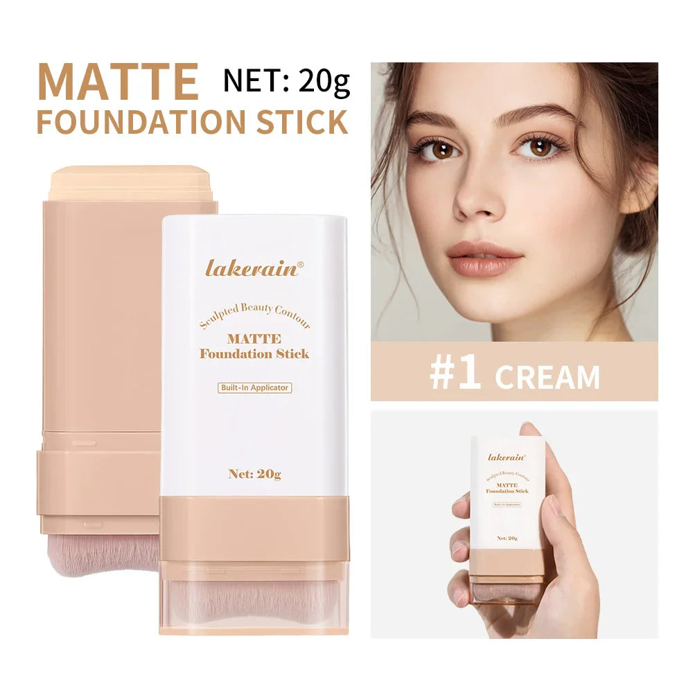 Matte Foundation Contour Stick | 5 Shades & Built-In Brush
