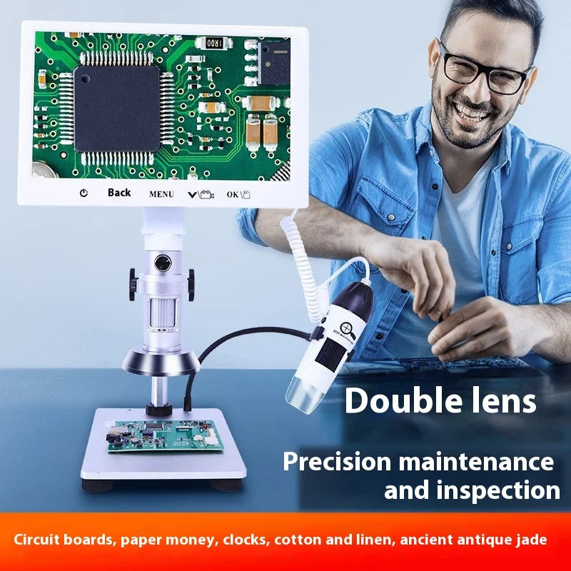 Dual Lens Ultra Clear Video Microscope, Digital Measurement and Maintenance, Industrial High-Definition Electronics Peaceful Pleasures Health and Wellness