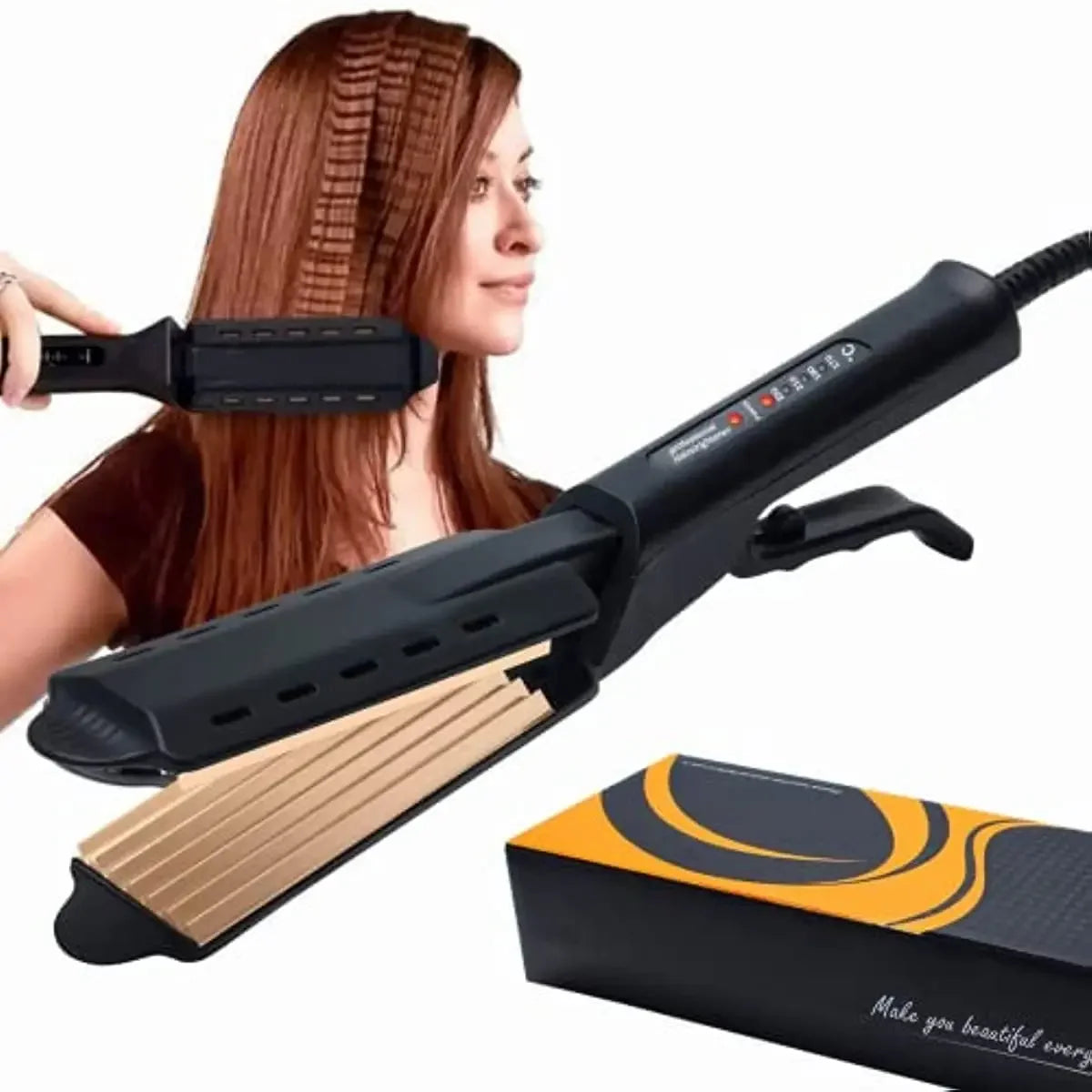 Professional Hair Curler Curling Iron Wand Electric Corrugation Plate Clip Ceramic Corrugated Wave Corn Irons Wave Curler Iron Peaceful Pleasures Health and Wellness With Box China Mainland AU