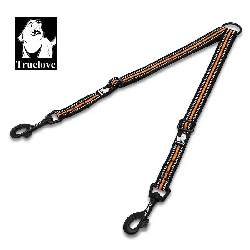 Truelove Reflective Nylon Double Dog Leash For Two Dogs Coupler No Tangle Pet Leash For All breed Training Running Dropshipping Peaceful Pleasures Health and Wellness orange L (45-68cm) spain