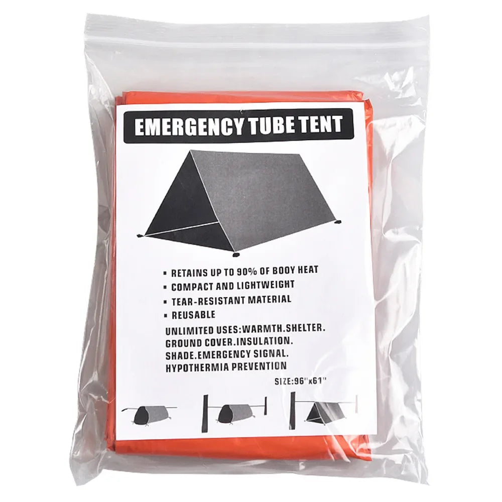 2-Person Emergency Survival Shelter Kit | Bivy Tent & Thermal Blanket Emergency Survival Shelter Peaceful Pleasures Health and Wellness Orange tent (PE bag)