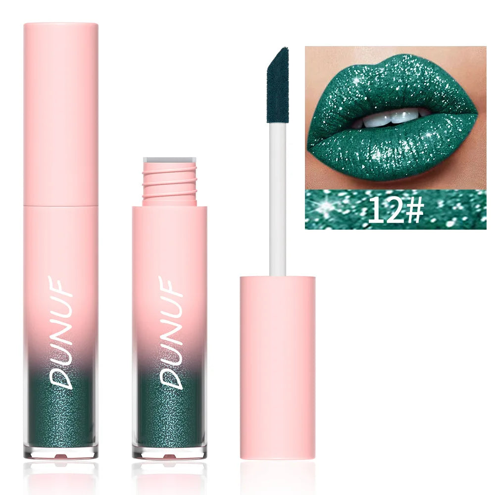 DUNUF Glitter Lip Gloss 18 Colors | Diamond Shimmer Liquid Lipstick