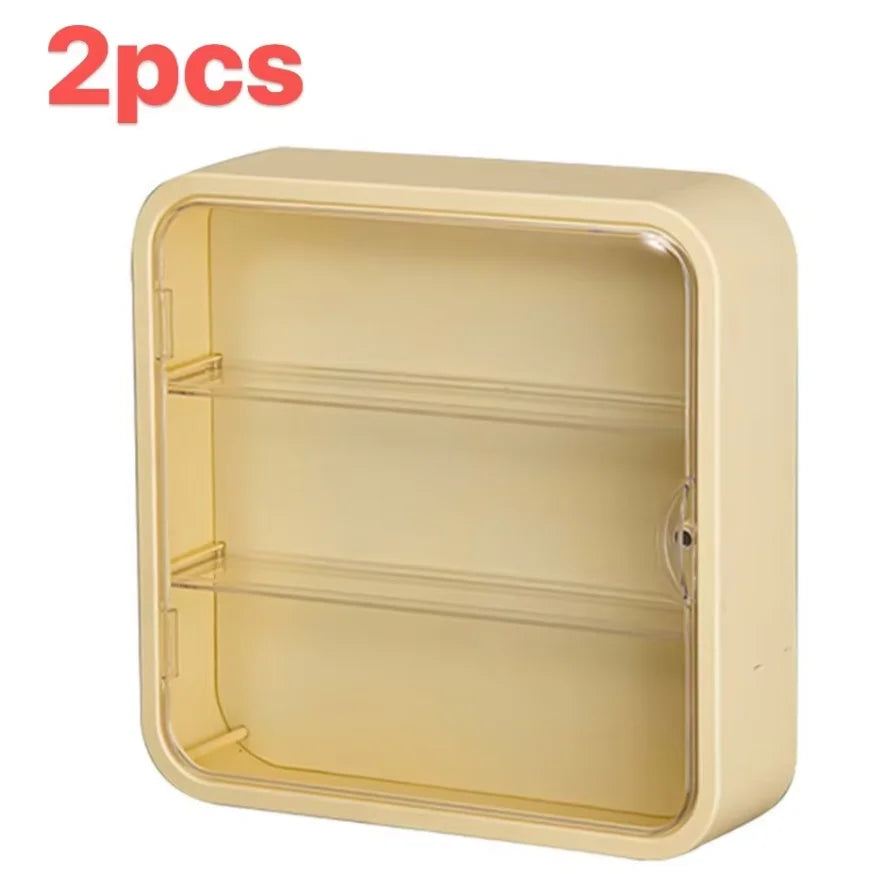 Transparent 3-Layer Display Cabinet – Multi-Size Wall-Mounted Dustproof Storage for LEGO Collectibles & Mini Toys Peaceful Pleasures Health and Wellness 2pcs yellow