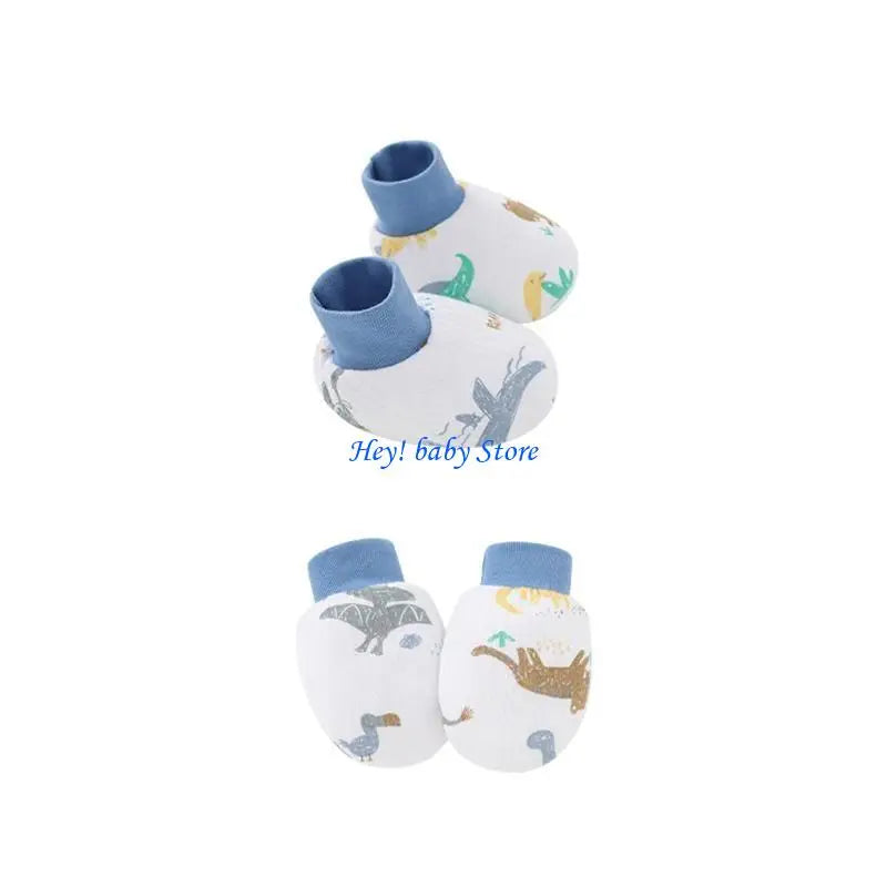 Baby Anti-Scratch Mittens & Socks Set – 2 Pairs Soft Cotton