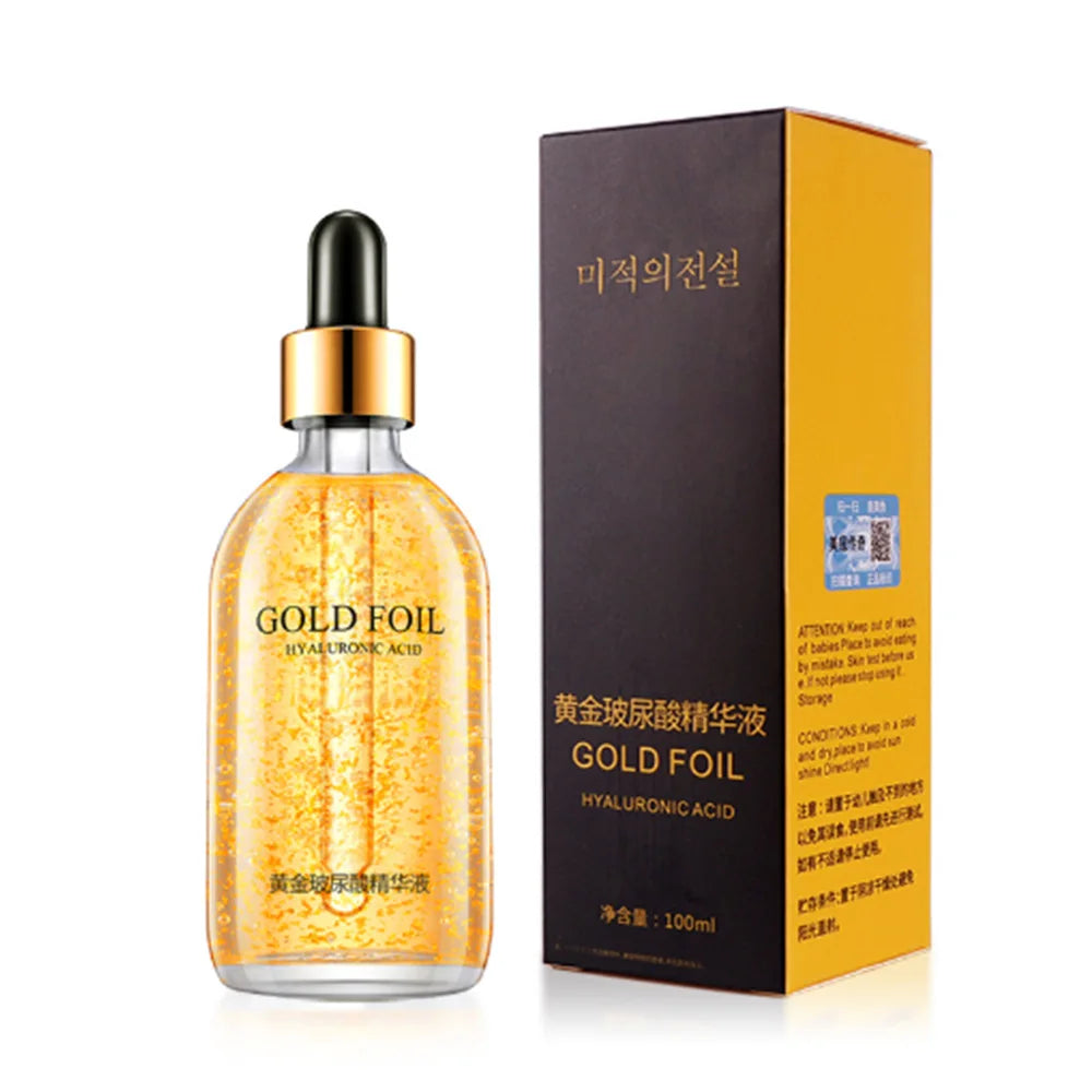 100ml 24k Gold Hyaluronic Acid Face Serum for Skin Care Peaceful Pleasures Health and Wellness 24K Gold Foil