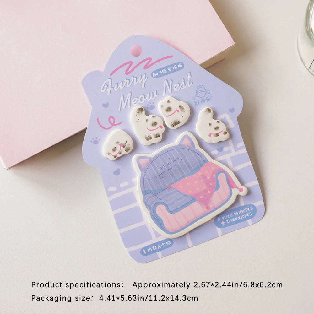 30 Sheets Cat Nest Alien Convenience Stickers Cartoon Creative Soft