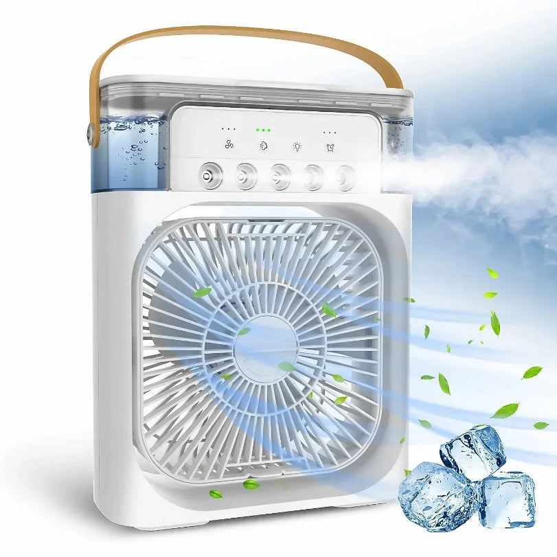 3-in-1 Portable Air Cooler Fan | LED Night Light & Humidifier