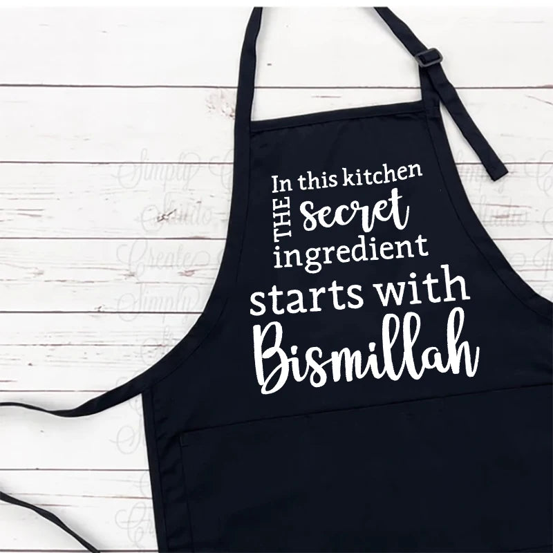 Bismillah Black Kitchen Apron | Eid & Ramadan Gift